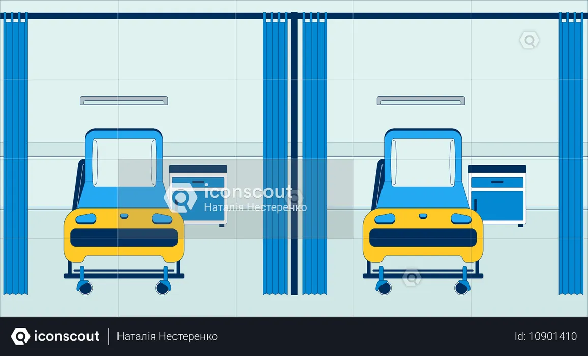 Emergency room with empty hospital beds  Illustration