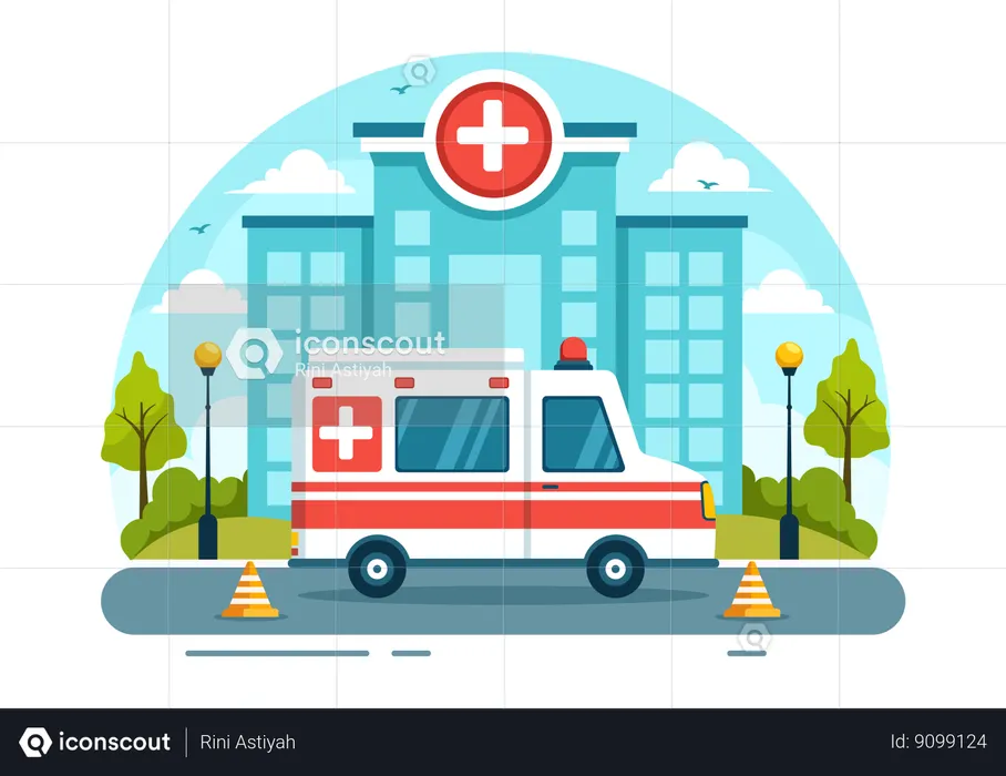 Emergency Service by ambulance  Illustration