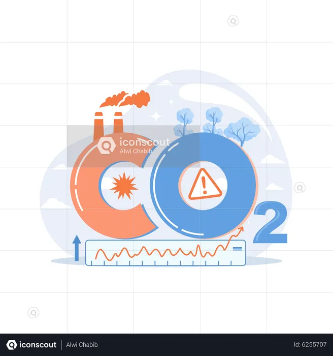 Emissões de CO2 na natureza  Ilustração