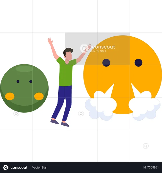 Garoto parecendo emoji bravo Emoji Ilustração