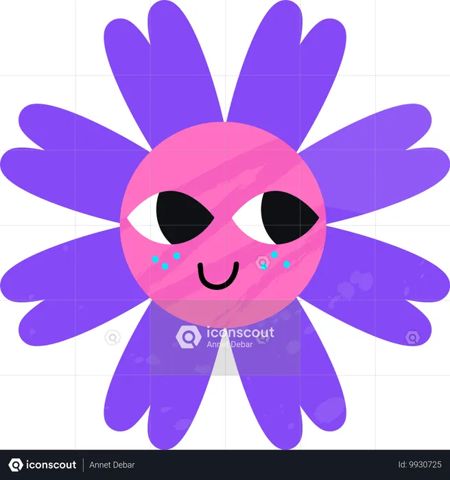 Emoji de flor feliz  Ilustración