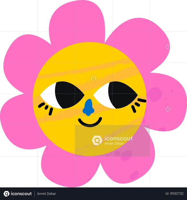 Emoji de flor feliz  Ilustração