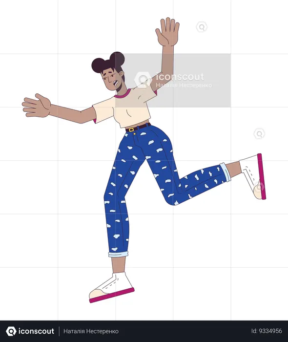 Emotional african american woman falling down  Illustration