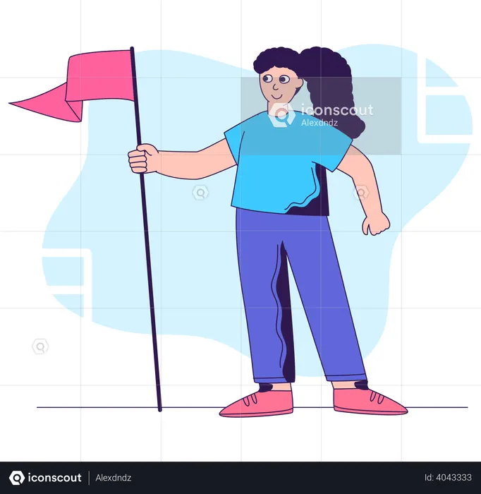 Empleada que trabaja en el objetivo empresarial  Ilustración