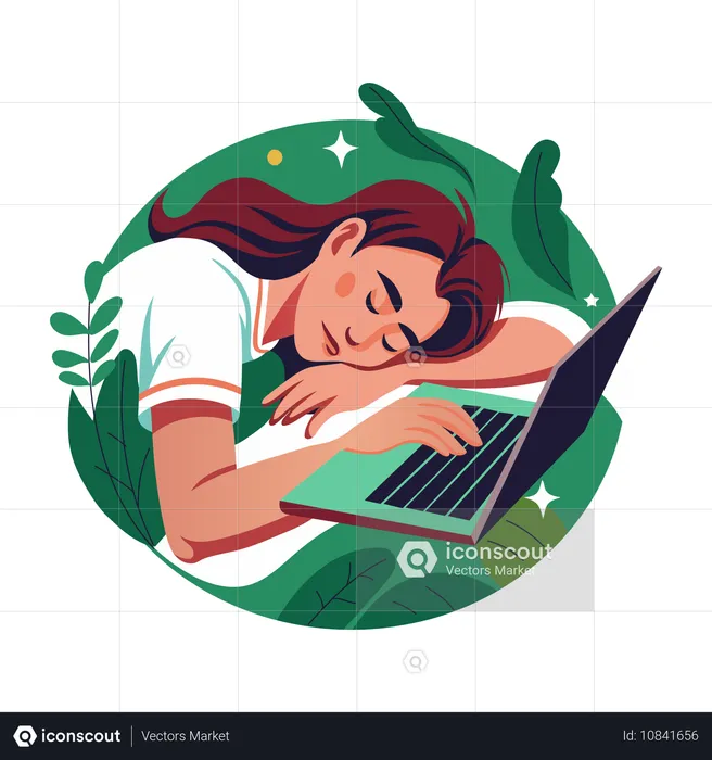 Empleado cansado durmiendo  Ilustración