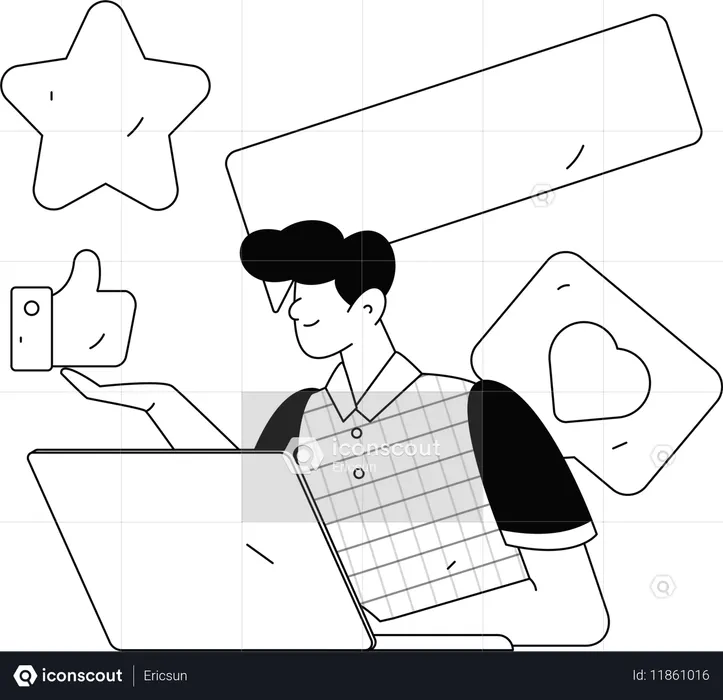 Empleado de empresa trabajando en la gestión de tareas del proyecto.  Ilustración