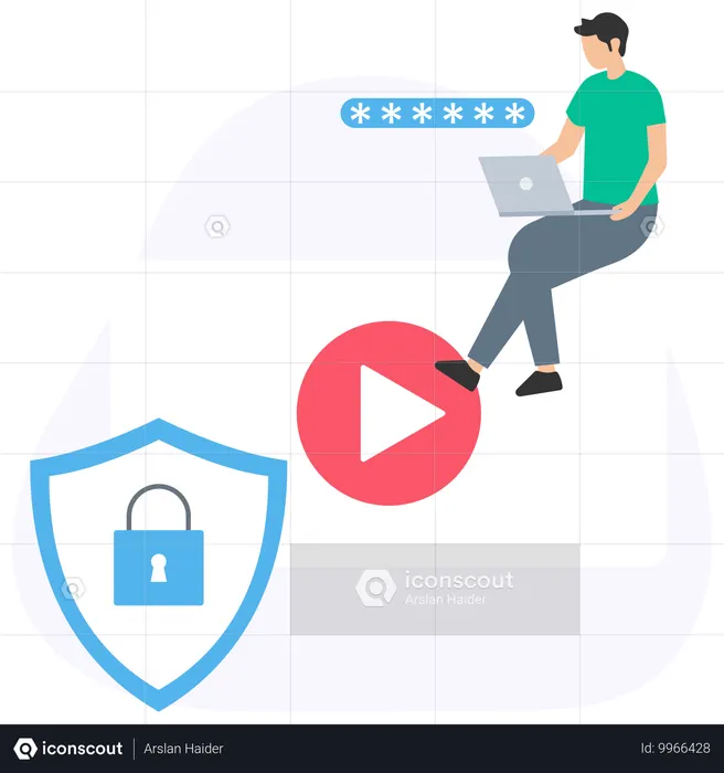 El empleado garantiza la protección de datos de vídeo  Ilustración
