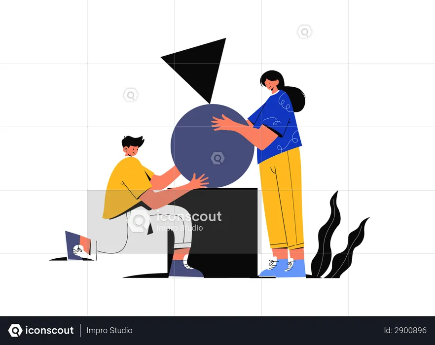 Estrategia de desarrollo de empleados masculinos y femeninos.  Ilustración