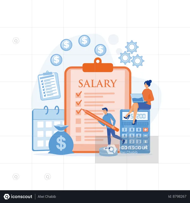 El empleado recibe su salario a tiempo  Ilustración