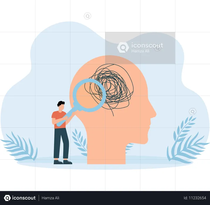 El empleado trabaja en la solución de problemas  Illustration