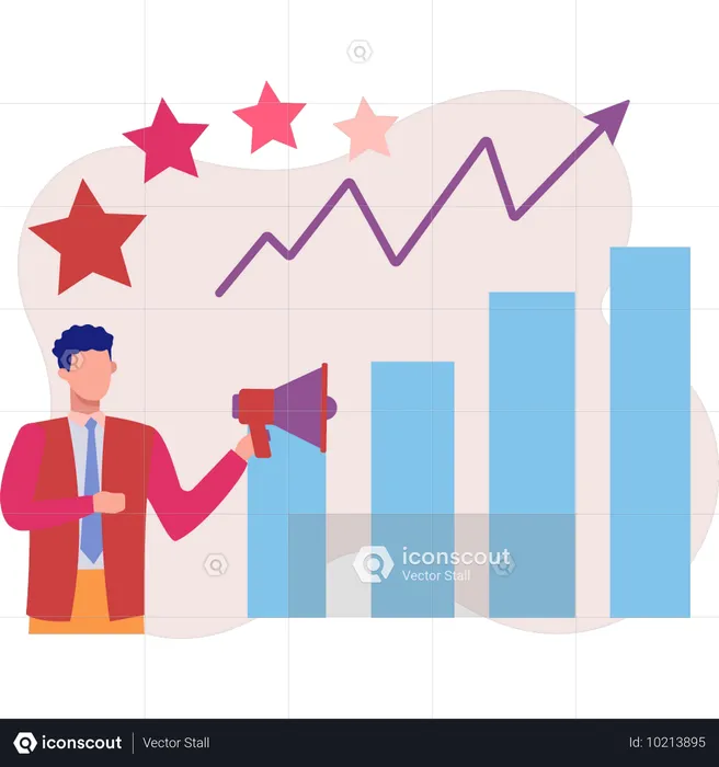 Empleado que trabaja en la calificación de gráficos  Ilustración