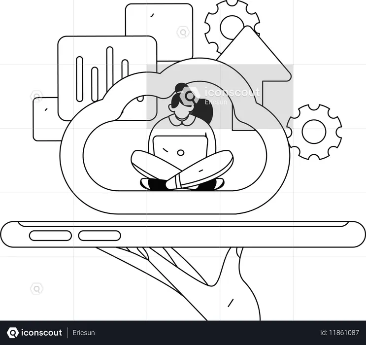Empleado trabajando en la gestión de tareas.  Ilustración