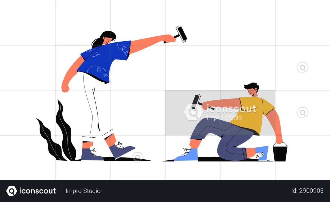 Empleados trabajando juntos  Ilustración