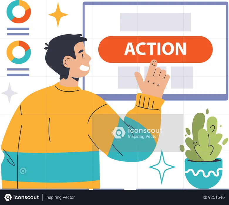 L'employé clique sur le bouton d'action  Illustration