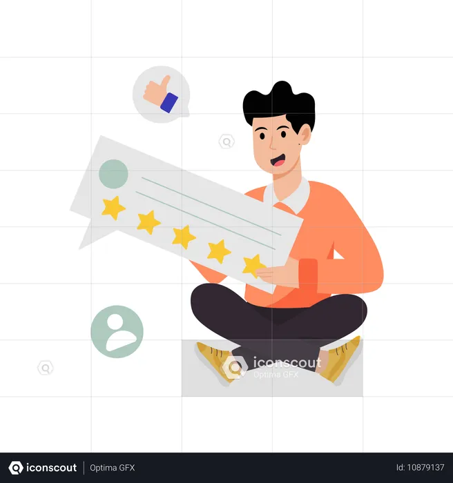 Un employé consulte les commentaires des clients  Illustration