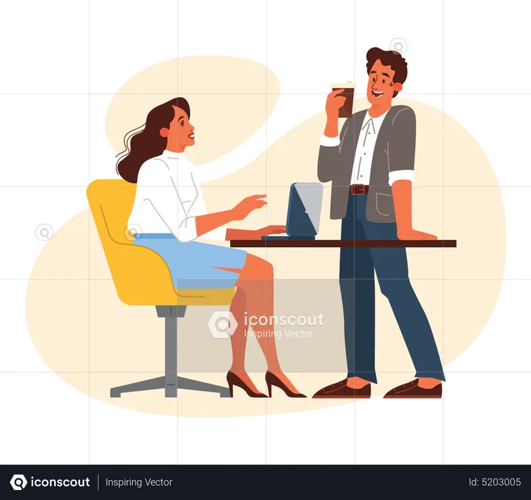 Employé discutant pendant la pause-café  Illustration