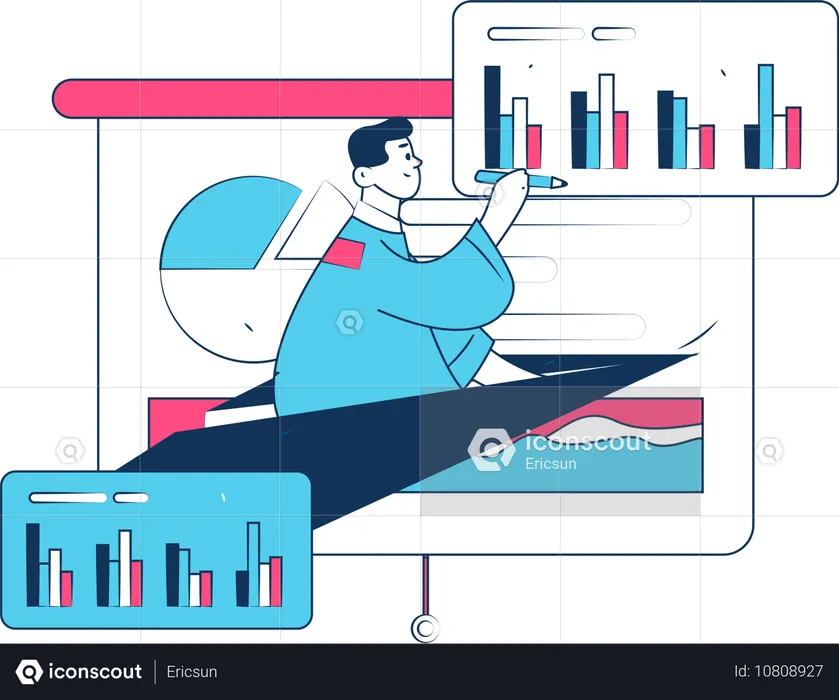 Employé expliquant l'analyse commerciale  Illustration