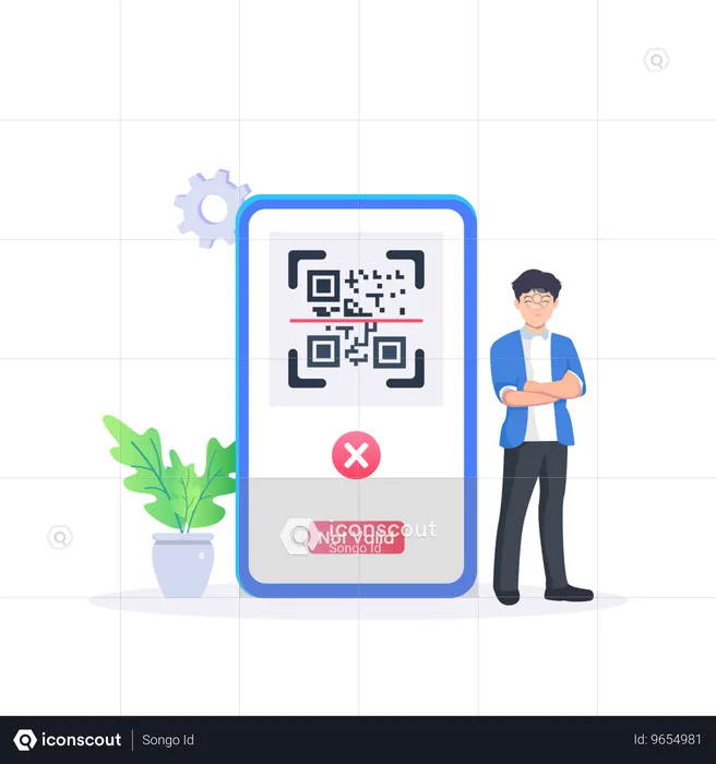 Un employé fait face à une erreur de code QR  Illustration