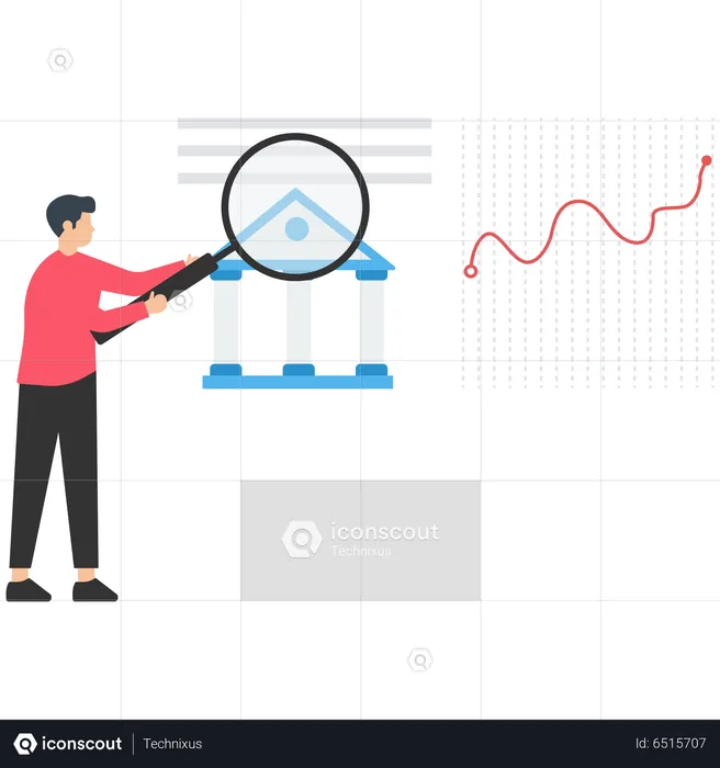 Employé masculin faisant des analyses bancaires  Illustration