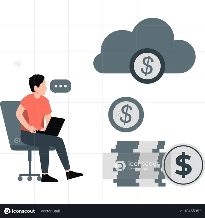 Un employé parle d'investissement dans le cloud  Illustration