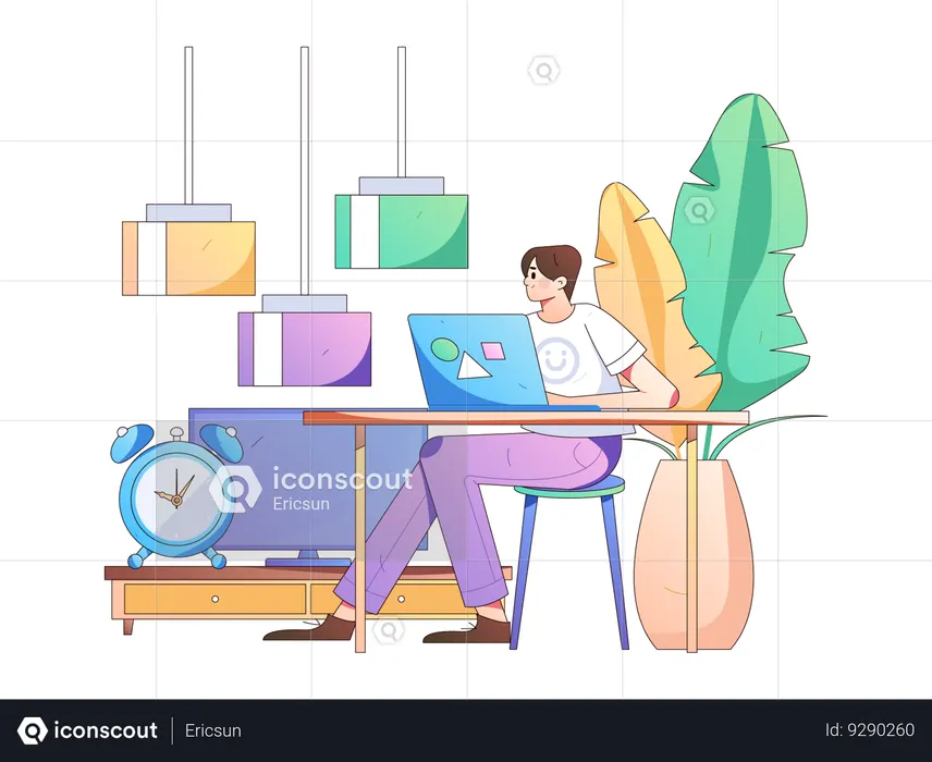 Employé prenant une pause de son bureau  Illustration