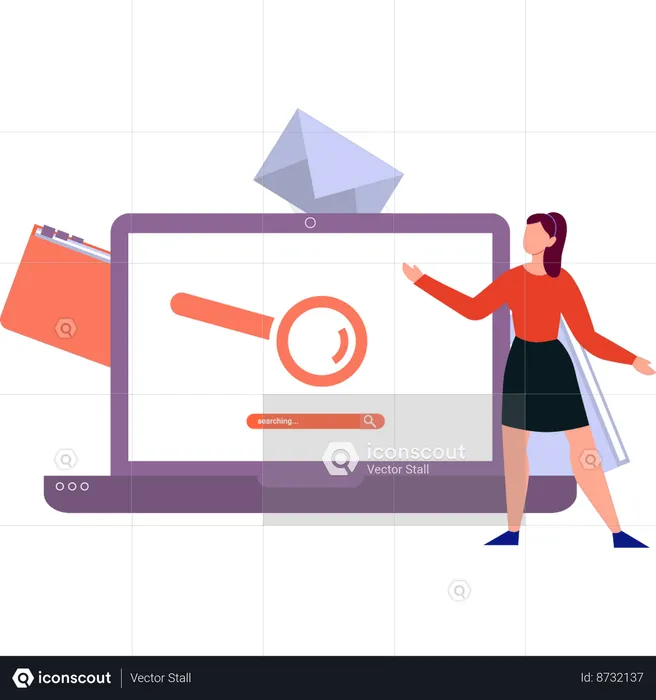 L'employé recherche un e-mail  Illustration