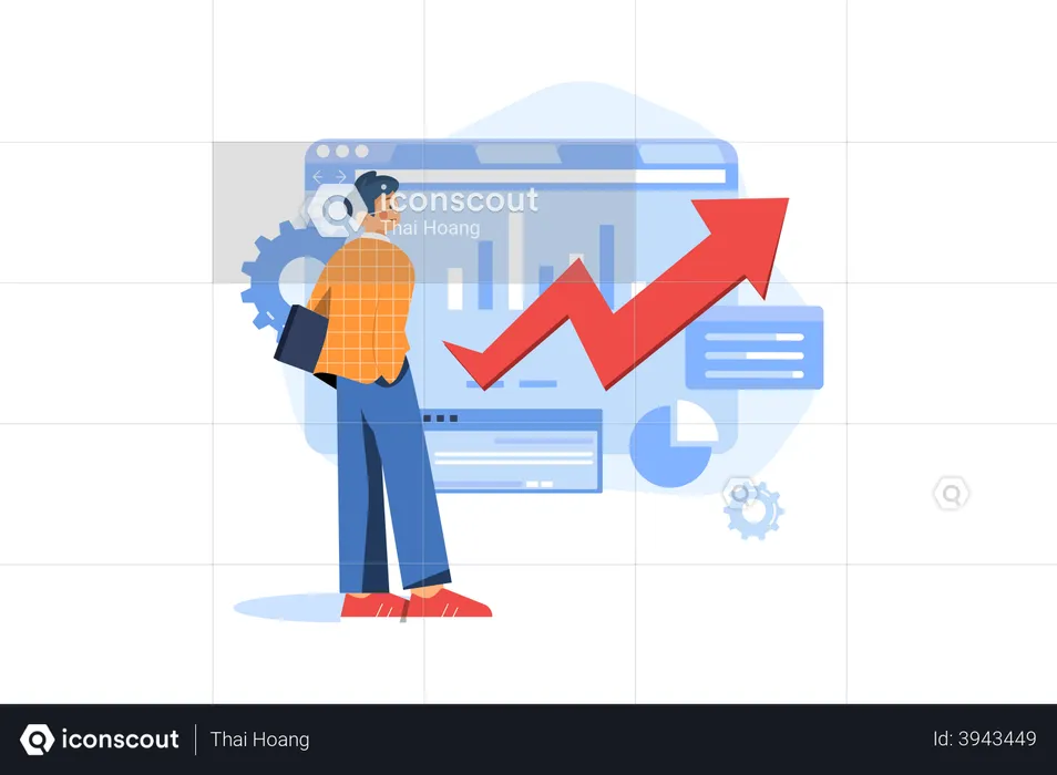 Employee analysis growth graph  Illustration