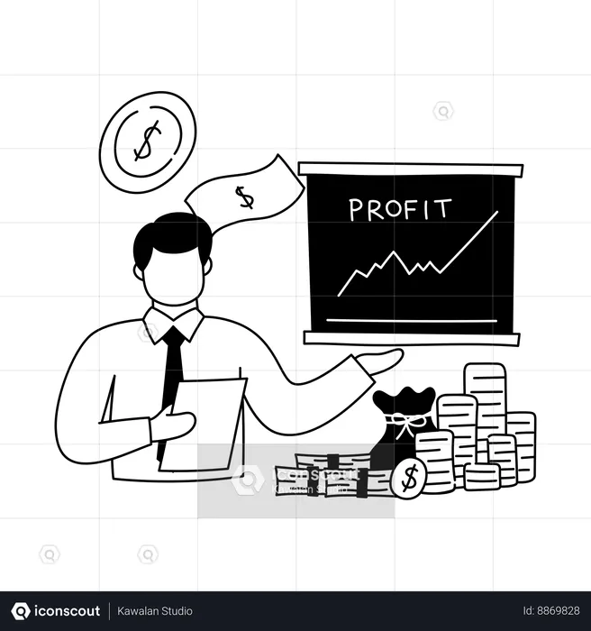 Employee analyzes profit growth  Illustration