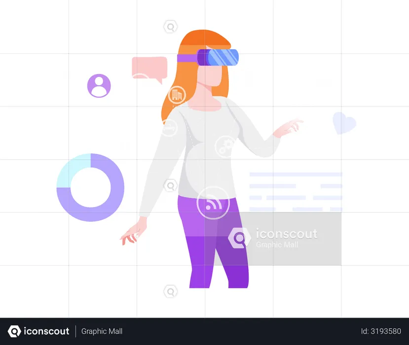 Employee analyzing data using VR technology  Illustration