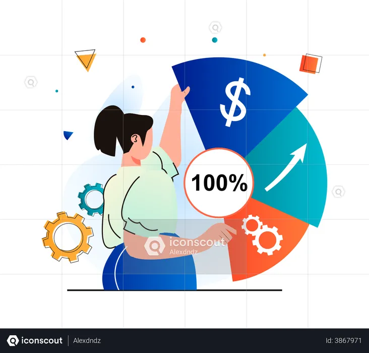 Employee analyzing growth in revenue  Illustration