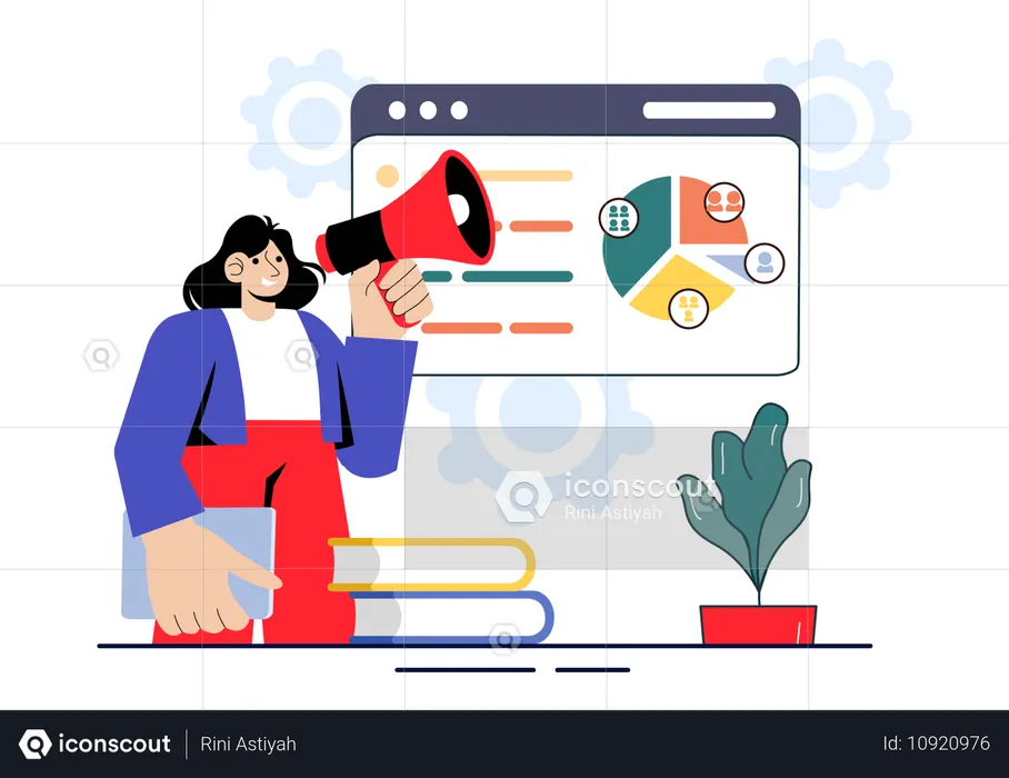 Employee announcing marketing details in meeting  Illustration