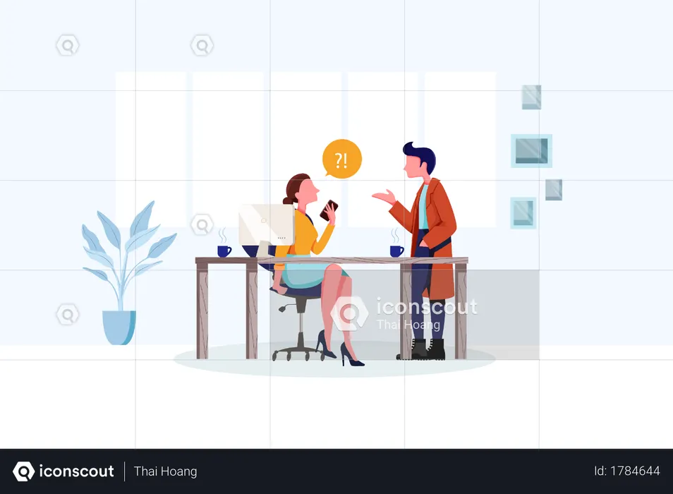 Employee asking question to his head manager  Illustration