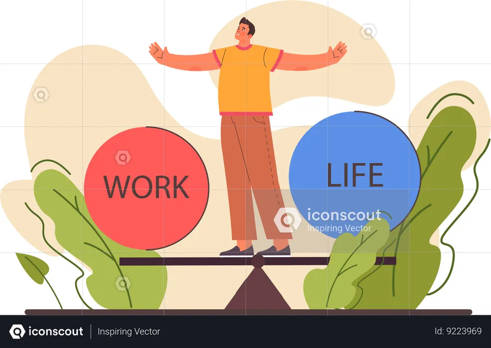 Employee balance between work and life  Illustration