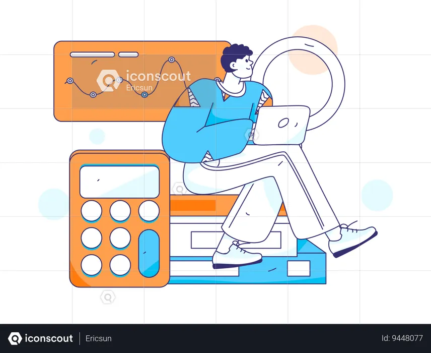 Employee calculating business expenses  Illustration