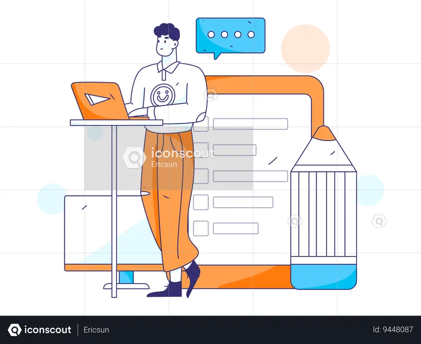 Employee carries out business planning  Illustration