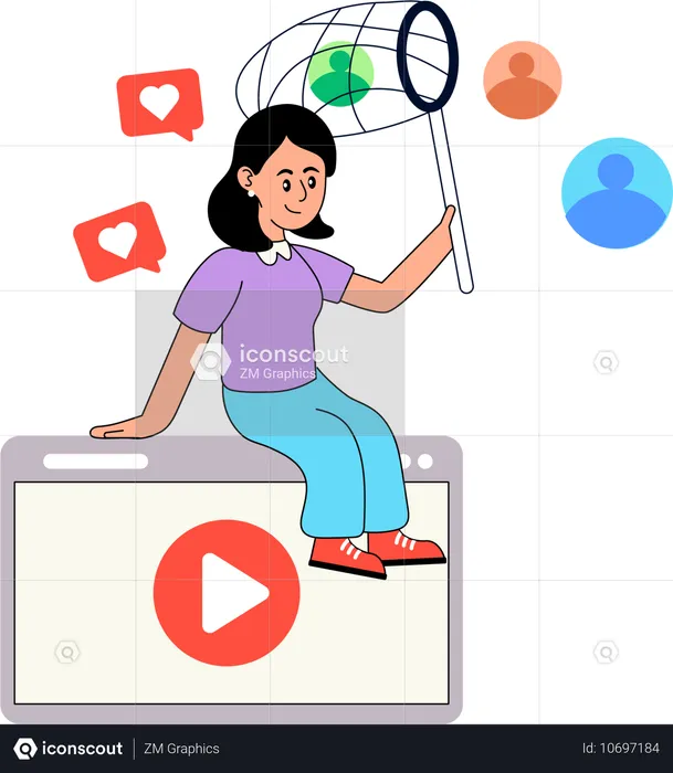 Employee Catching Users digitally  Illustration