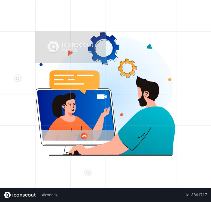 Employee chatting on business call  Illustration