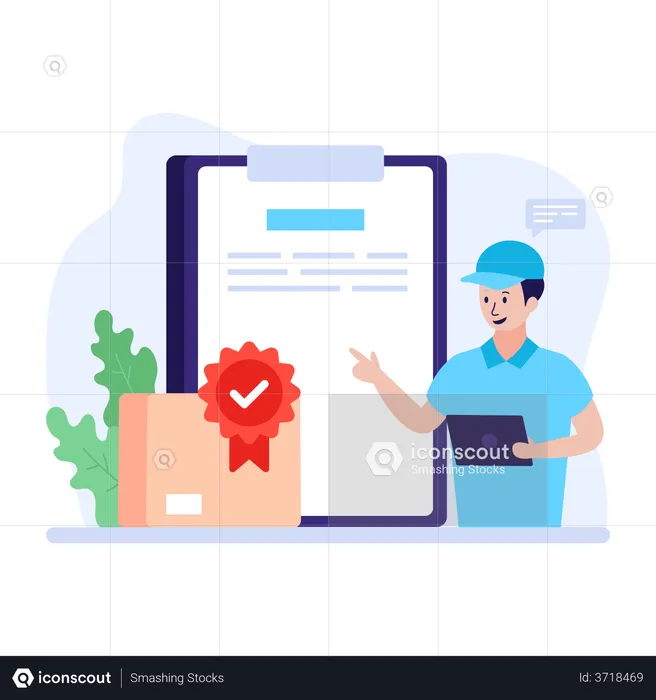 Employee checking and certifying product quality  Illustration