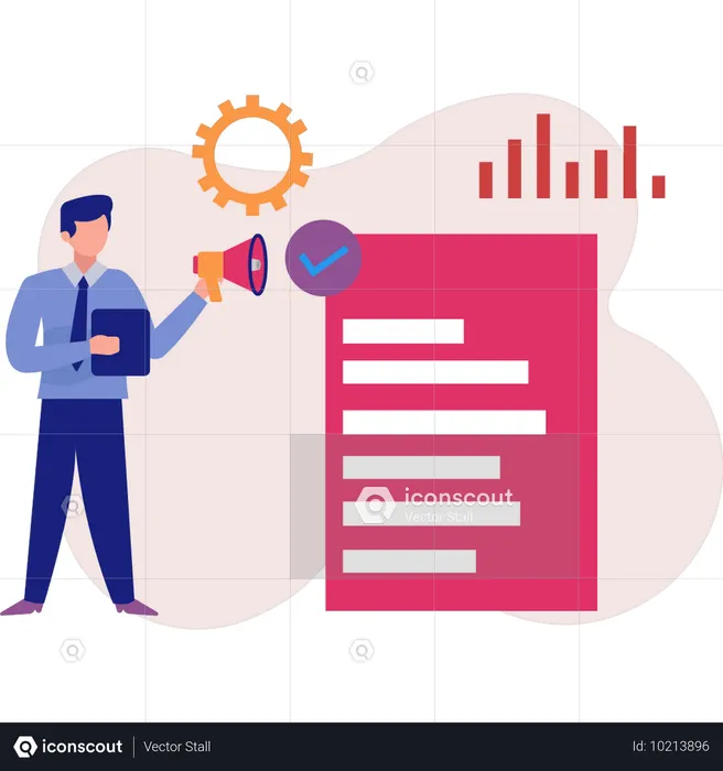 Employee checking business document  Illustration