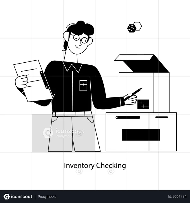 Employee Checking Inventory Boxes  Illustration