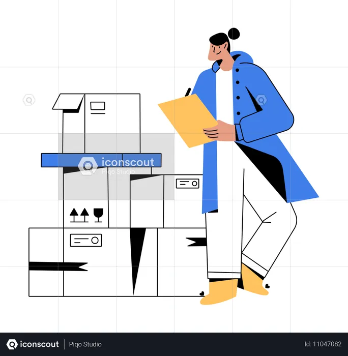 Employee checking inventory stock  Illustration