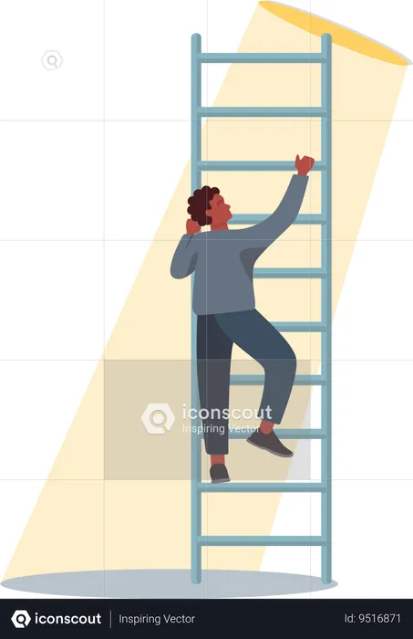 Employee climbing success ladder  Illustration