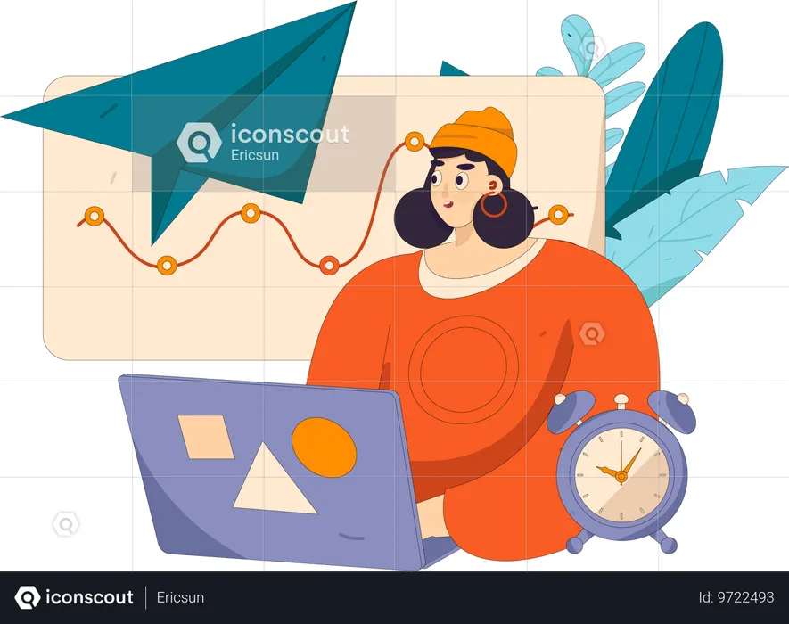 Employee completes her pending task on time  Illustration