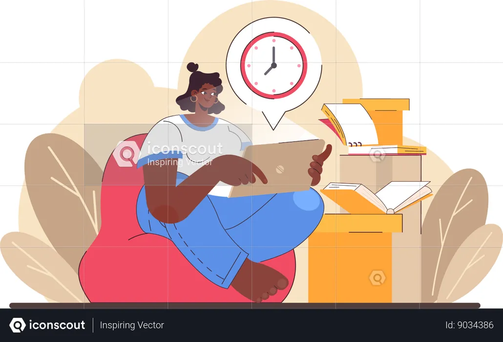 Employee completes her pending tasks  Illustration