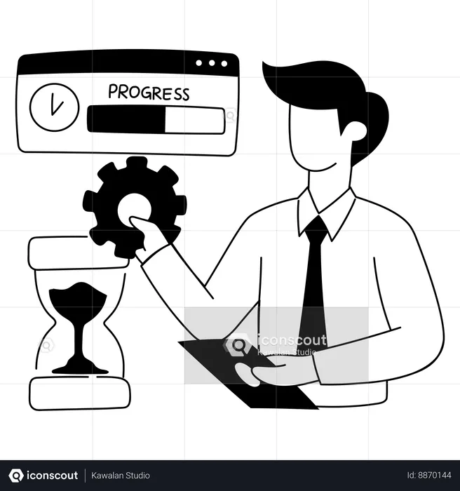 Employee completes his project before specified timeline  Illustration