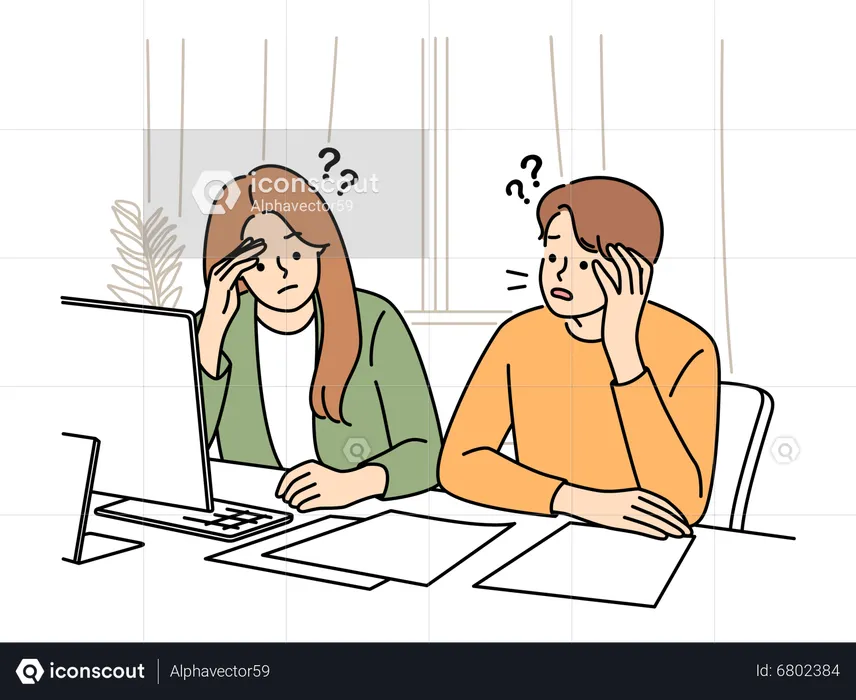 Employee confused at work  Illustration