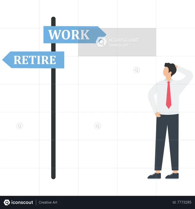 Employee decisions keep working or early retire  Illustration