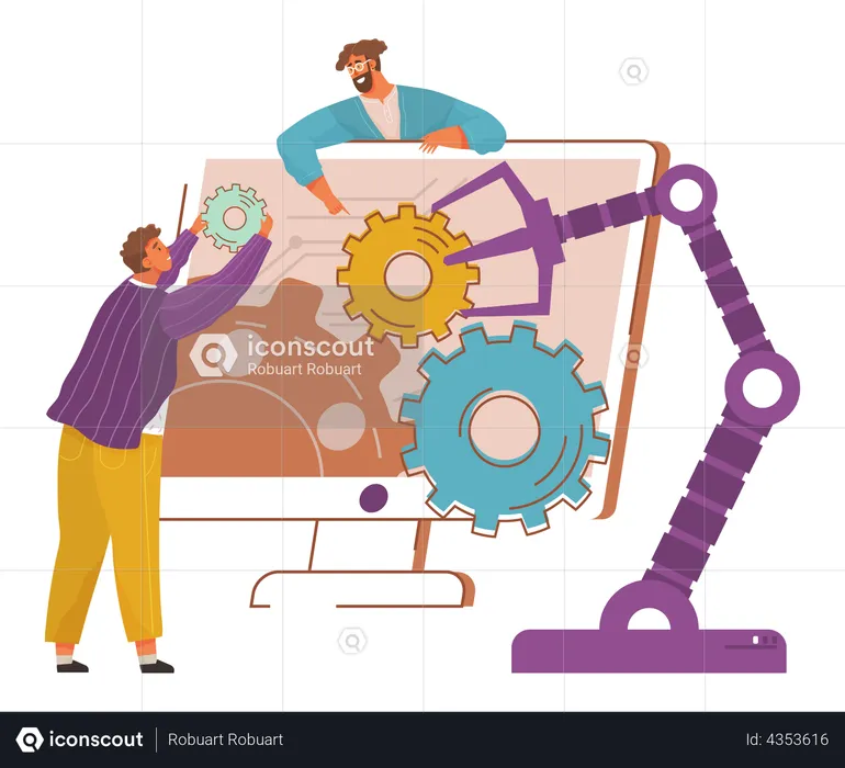 Employee developing business automation system  Illustration