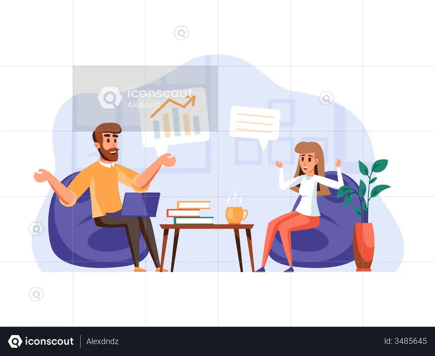 Employee discussing marketing strategy  Illustration