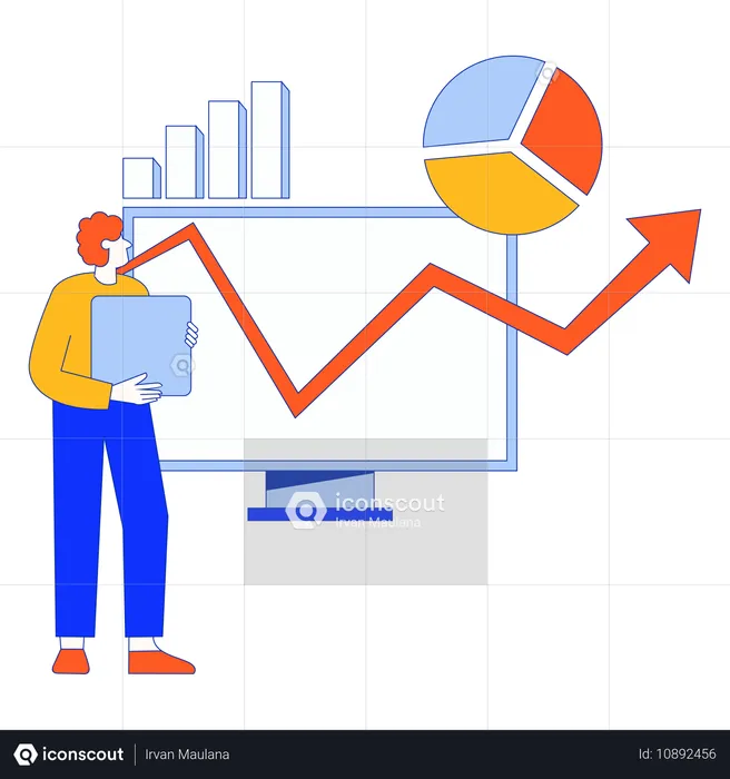 Employee discussing profit graph analysis  Illustration